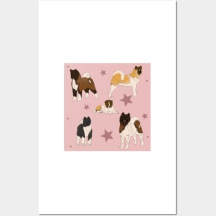 Akita American Pattern Pink Posters and Art